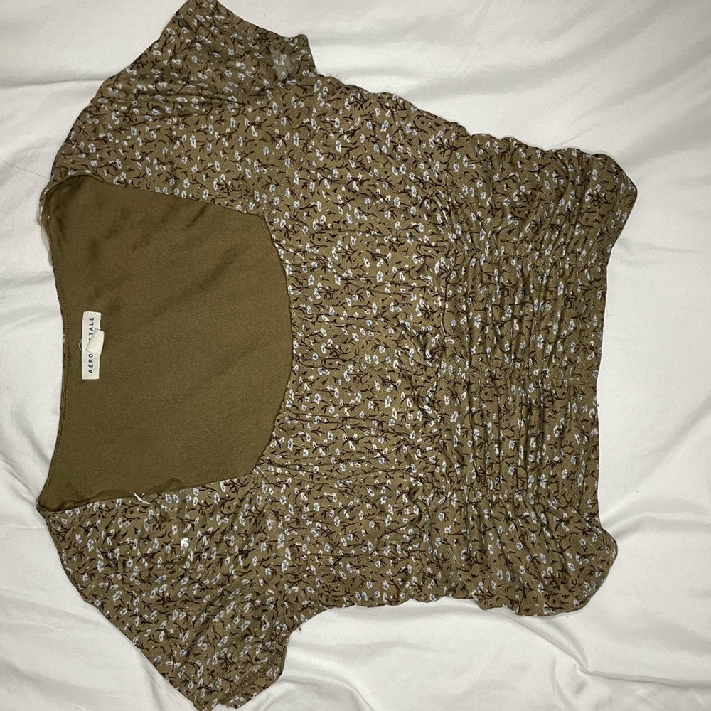 Brown floral crop top